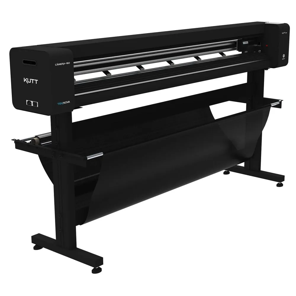 Plotter de Recorte KUTT Câmera 160 — detalhe da área de trabalho e acabamento (plotter de recorte para vinil adesivo e comunicação visual TEKNOVA)