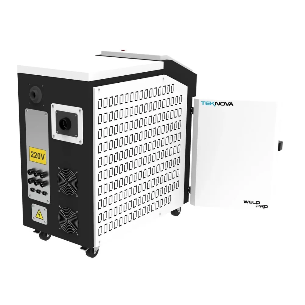 Laser Welding 4 em 1 — detalhe do painel de controle e cabeçote (máquina laser para corte e gravação em acrílico, MDF e metais TEKNOVA)