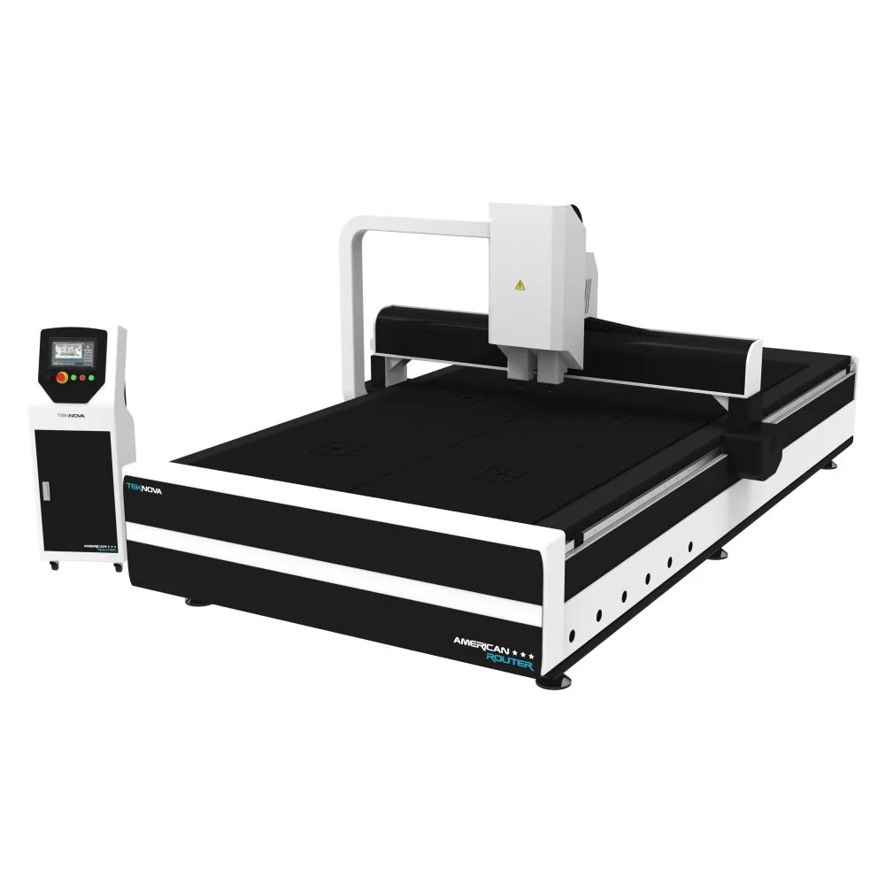Router CNC TEKNOVA AMERICAN 2030 usinando chapa de MDF para letras caixa e painéis