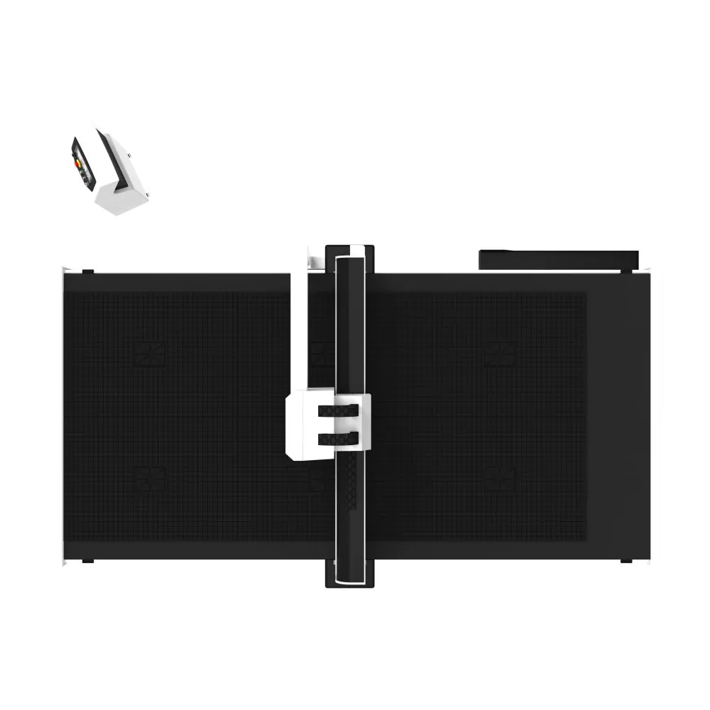 Router CNC AMERICAN 2050 — detalhe do painel de controle e cabeçote (router CNC para usinagem e corte de chapas, painéis e letras caixa TEKNOVA) Router CNC AMERICAN 2050 — detalhe do painel de controle e cabeçote (router CNC para usinagem e corte de chapas, painéis e letras caixa TEKNOVA)