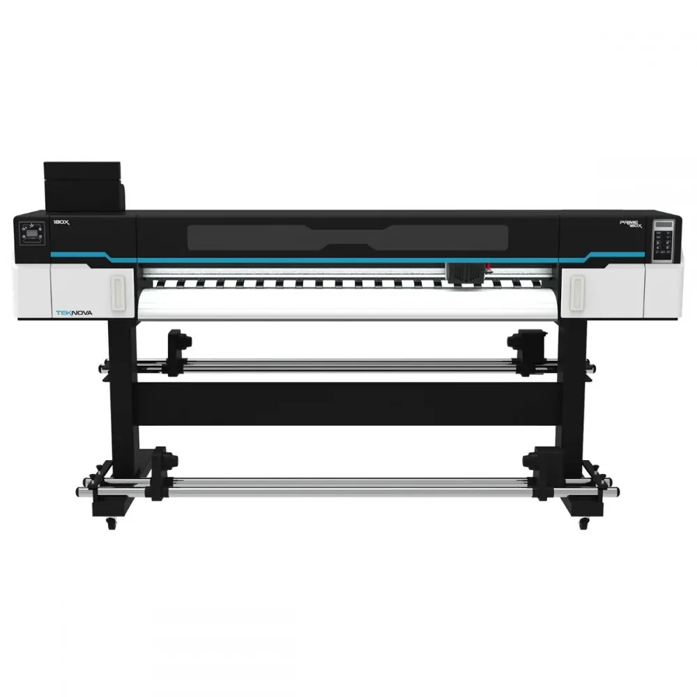 Impressora de sublimação TEKNOVA PRIME 180X i3200 imprimindo papel de transferência para estamparia